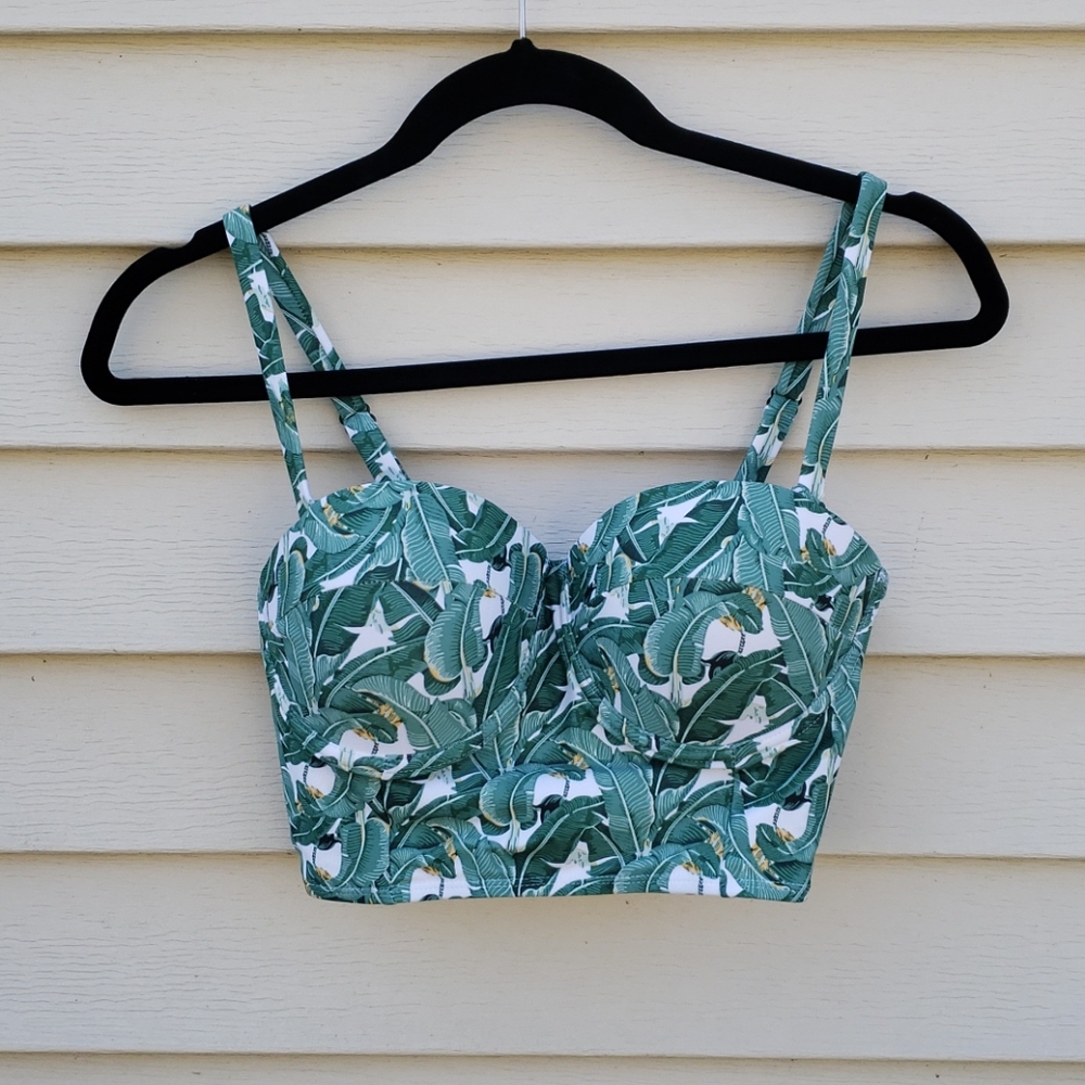 Green and White Bathing Suit Top NWT